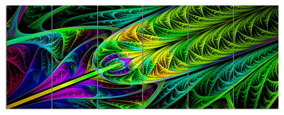 Green Stained Glass Texture, Abstract Wall Art Canvas, 70"x28", 6 Panels