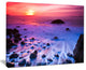 "Bluish Waters At Sunset Panorama" Modern Seashore Canvas Art, 20"x12"