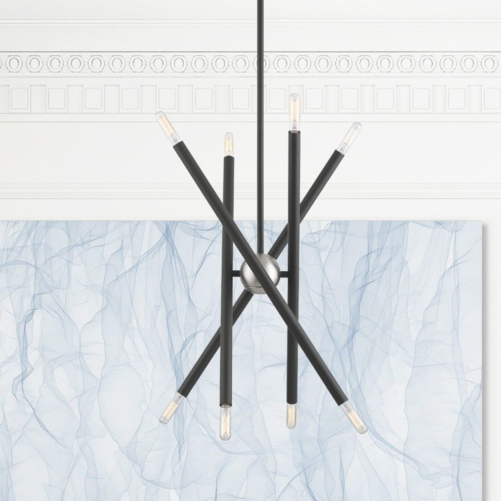 Livex Lighting Soho 8 Light Scandinavian Gray, Brushed Nickel Accents Chandelier
