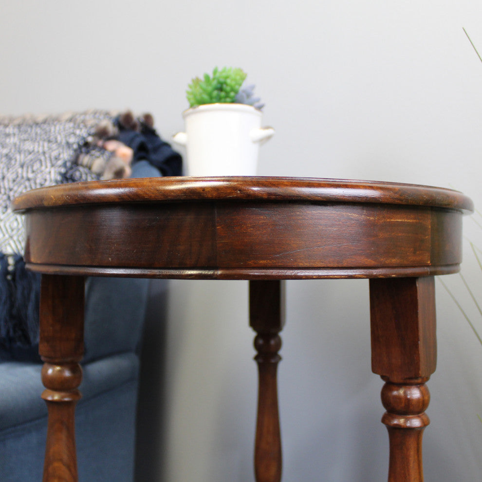 Natural Geo Decorative Wooden Carved Accent Table