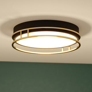 Northgate 16-in W Integrated LED Matte Black Gold Flush Ceiling Light Fixture