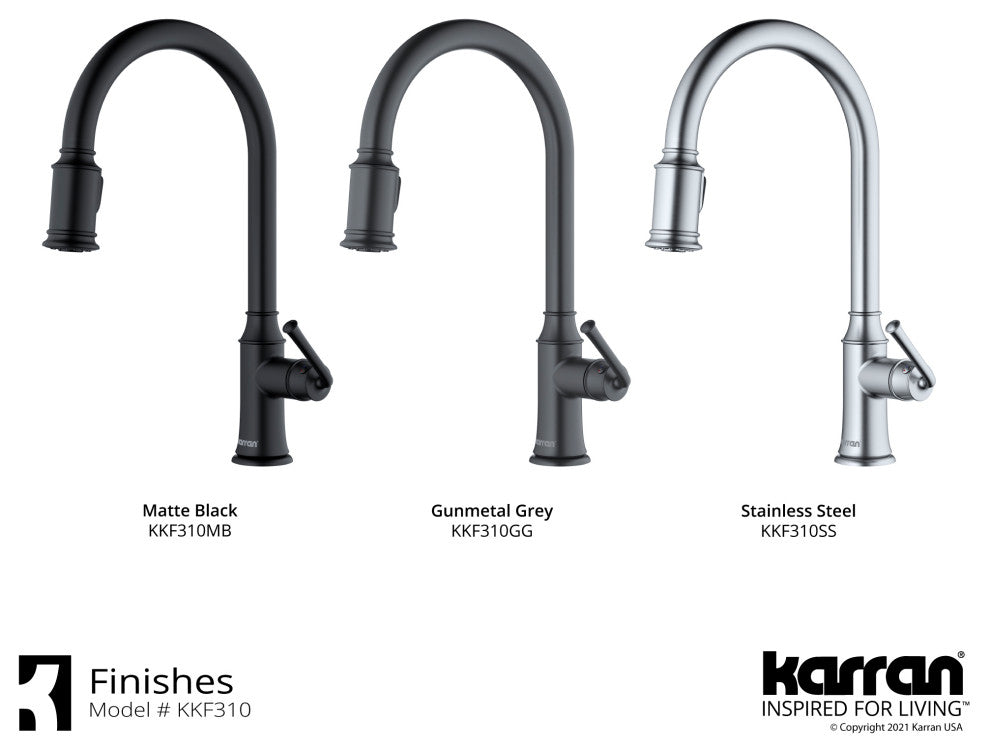 Karran KKF310 1-Handle Pull Down Dual Function Sprayer Faucet, Matte Black
