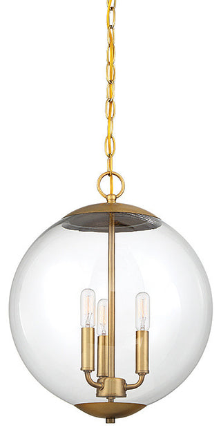 3-Light Pendant, Natural Brass