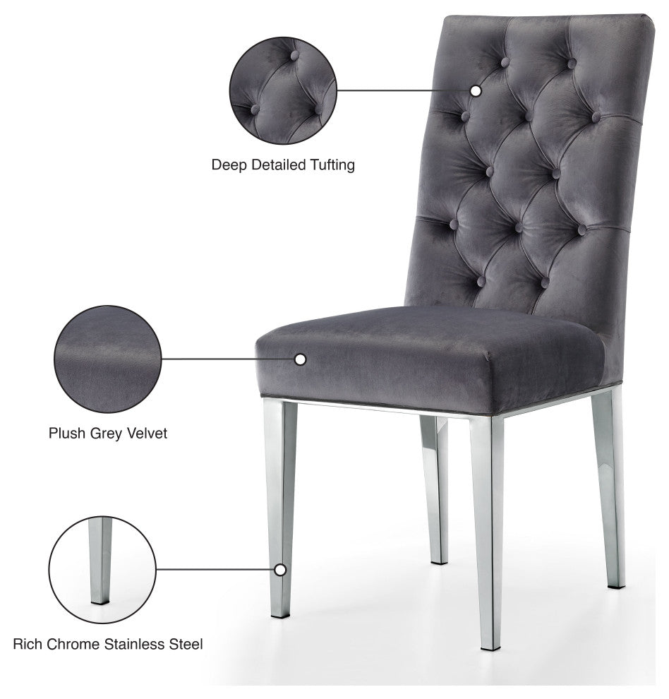 Juno Velvet Dining Chair (Set of 2), Gray