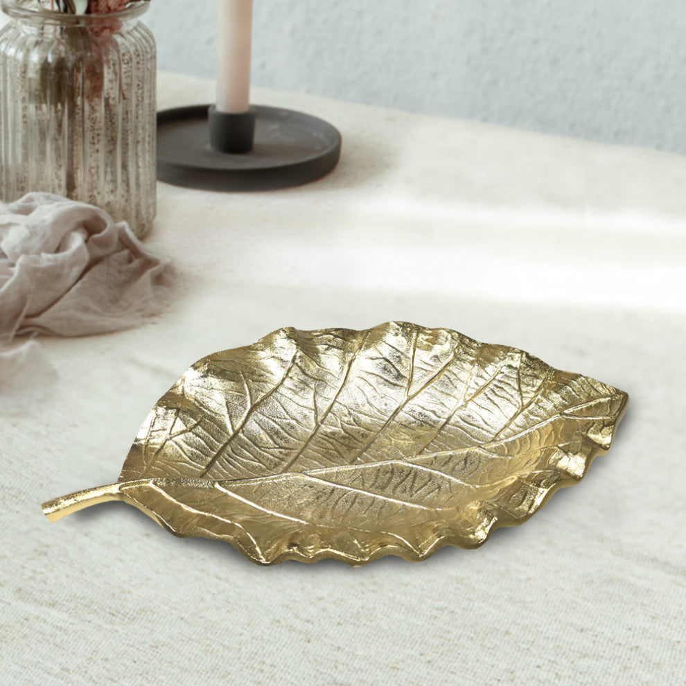 Handmade Decorative Aluminium Tray, Gold Color Coated