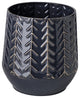 7" Navy Organically Embossed Chevron Metal Vase