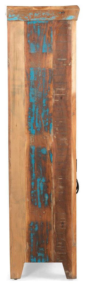 Sandy Boho Handcrafted Wooden Bar Cabinet