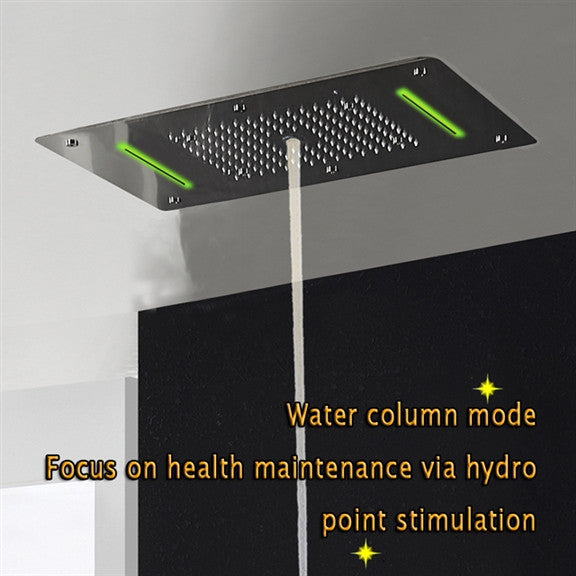 Led Rainfall Shower System With Hand Shower, Brushed Gold