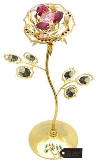 24K Gold Plated Rose Flower Tabletop Ornament