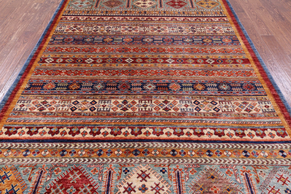 Super Kazak Khorjin Handmade Rug 6' 6" X 9' 7" Q8027