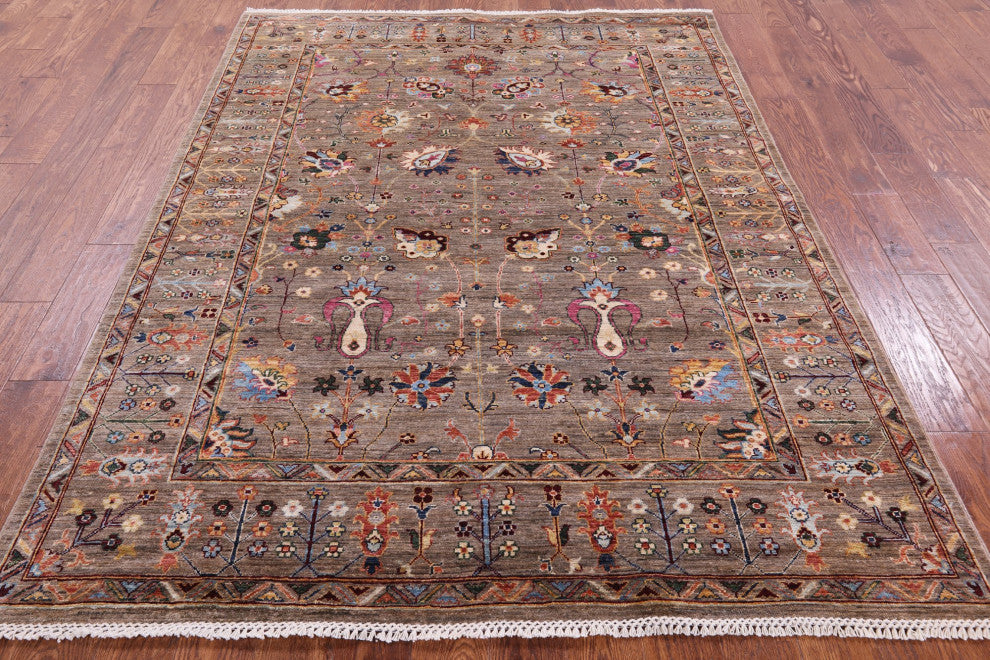 5' 10" X 7' 9" Persian Tabriz Hand-Knotted Wool Rug Q10011