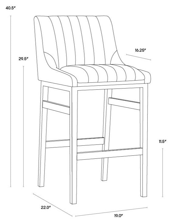 Halden Armless Barstool With Rustic Bronze Legs, Vintage Blue