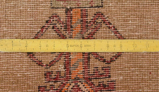 Semi Antique Huri Brown/Red Runner, 3'5x9'6
