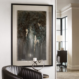 Oversize 60" Modern Metal Sheet Wall Art Painting Brown Silver Gold Rustic