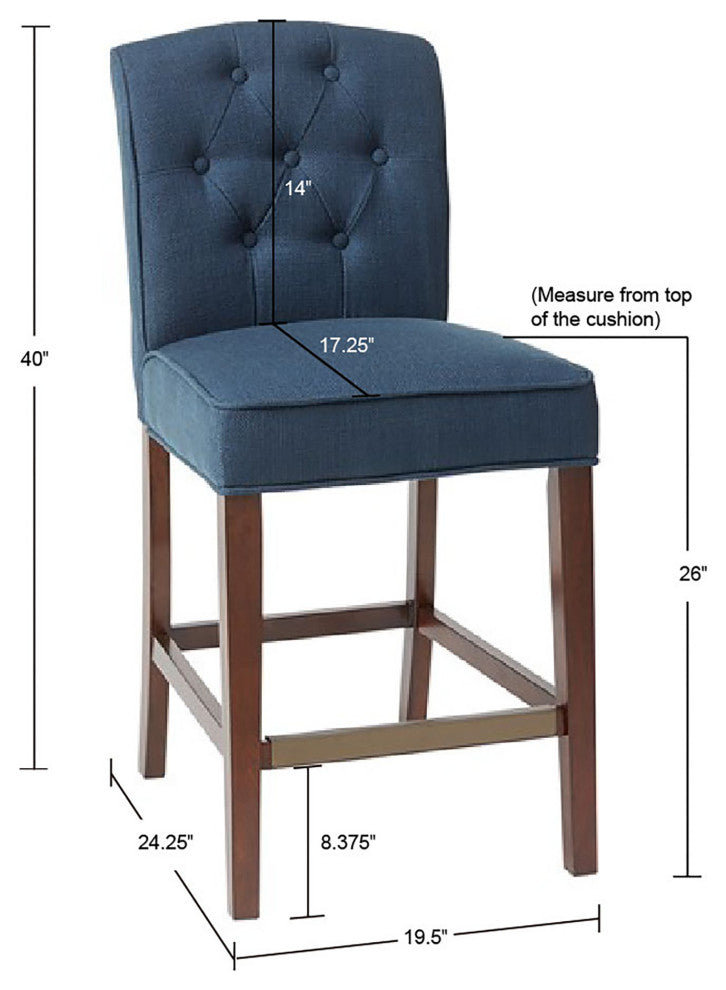 Madison Park Marian Tufted Counter Stool, Navy