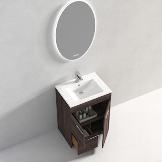 Freestanding Bathroom Vanity With Top Mount Sink, Cali Walnut, 24'' Ceramic Sink
