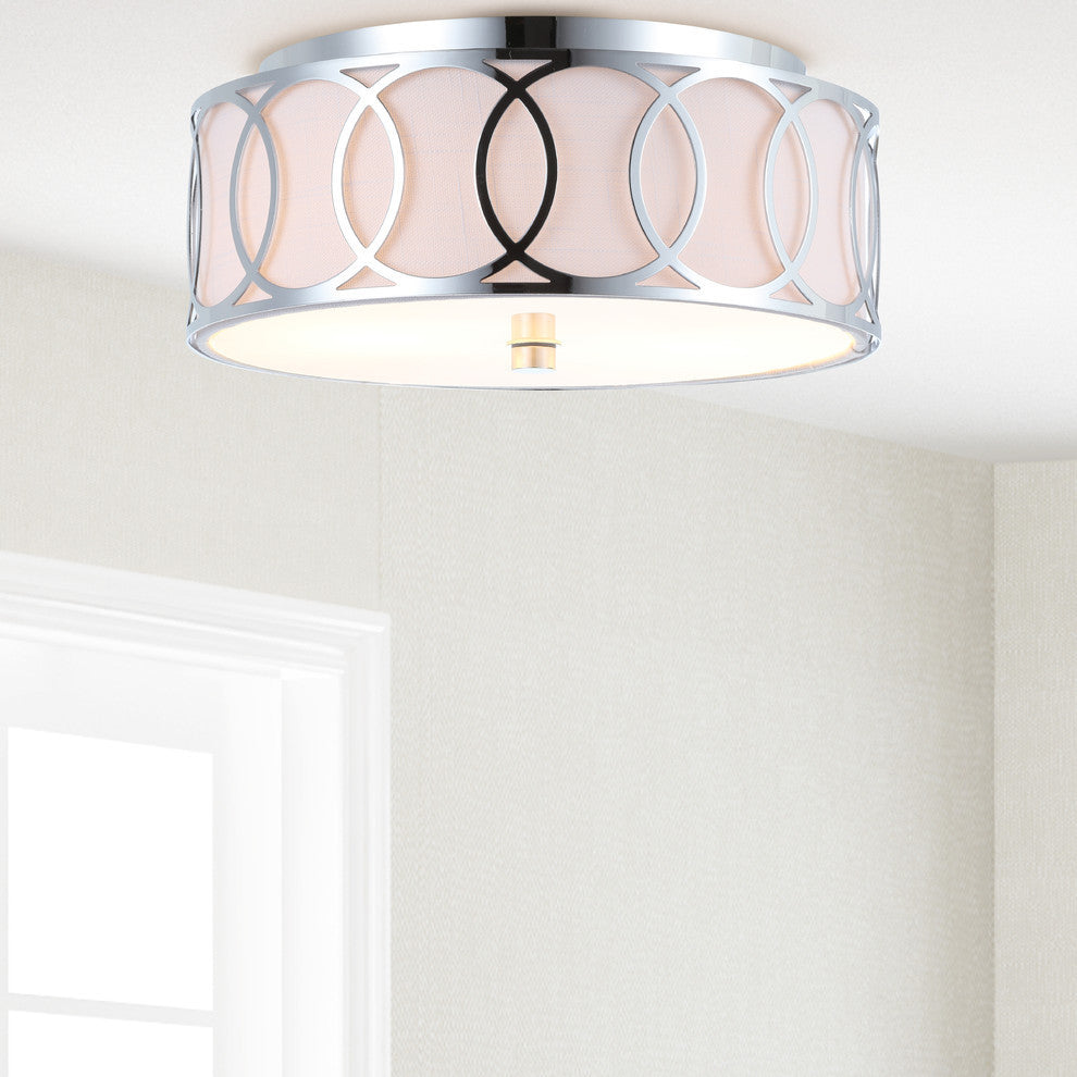 Aria 2-Light Metal LED Flush Mount, Chrome, 12.25"w