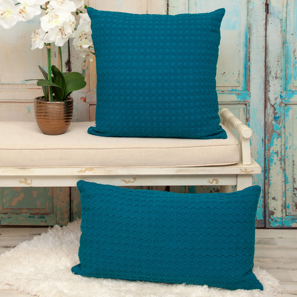 Parkland Collection Transitional Solid Blue Rectangle 14" x 26" Pillow