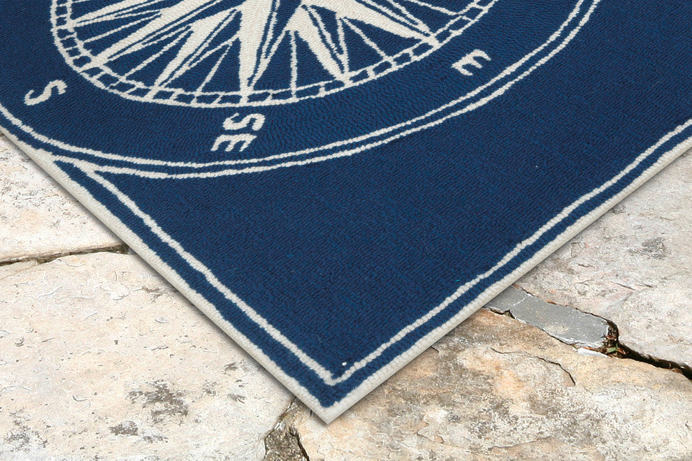 Frontporch Compass Indoor/Outdoor Rug, Navy, 3'6"x5'6'