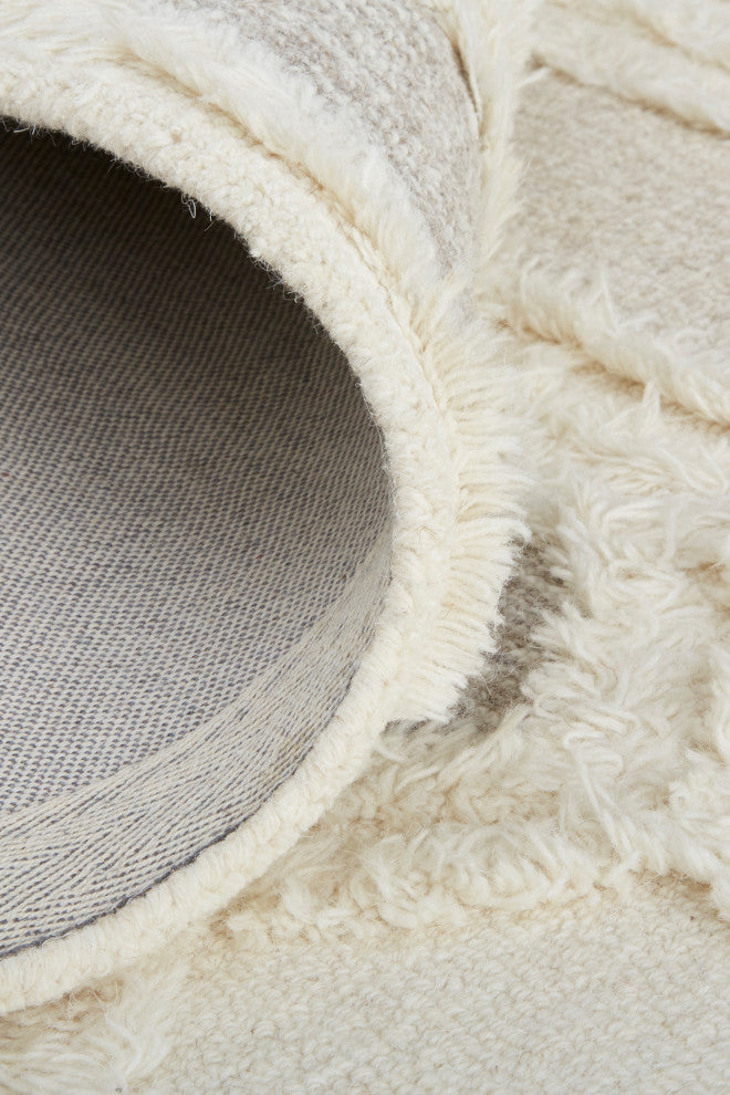 Weave & Wander Elika Wool Rug, Ivory/Taupe/Tan, Ivory, 2ft x 3ft Rug