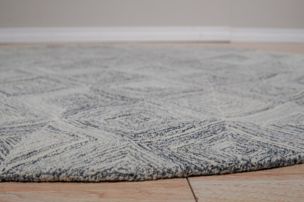 Hand-Tufted Wool Multi Gray Transitional Geometric Modern Tufted Rug, 6'x6'