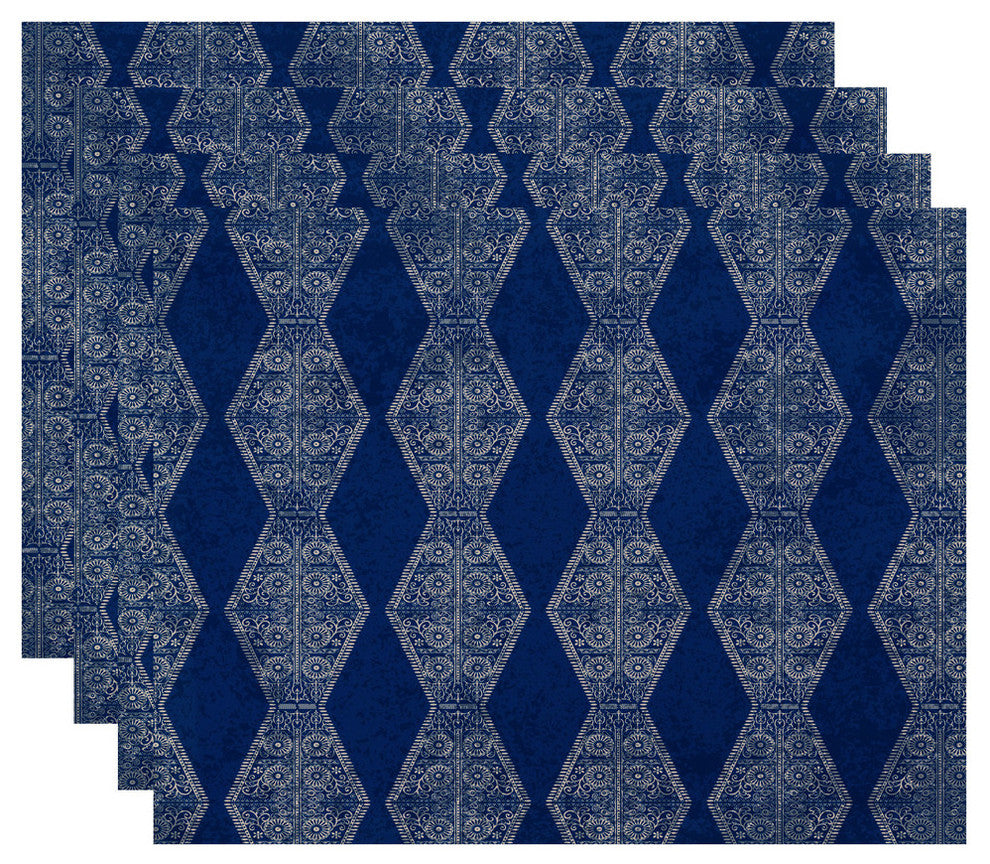 Pyramid Stripe Geometric Print Placemat, Set of 4, Blue