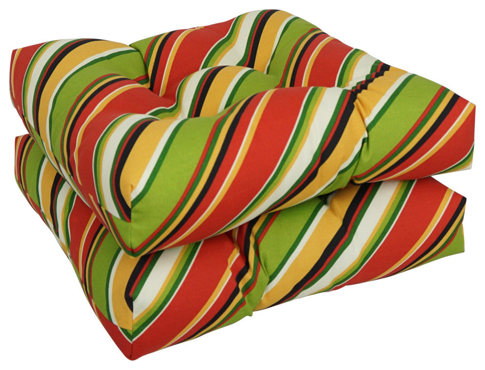19" Squared Outdoor Tufted Dining Chair Cushions, Set of 2, Browning Garden