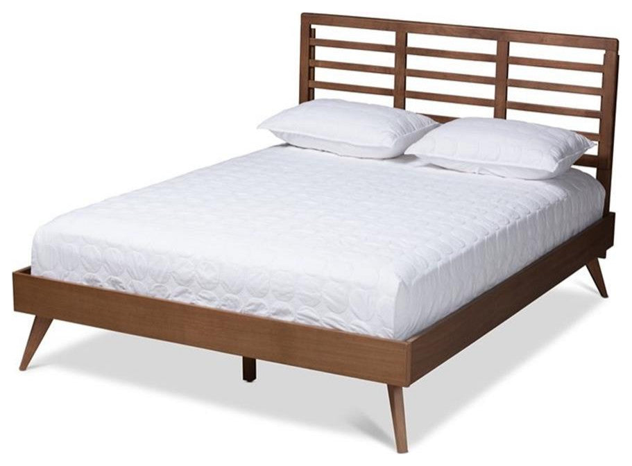 Calisto Mid-Century Modern Walnut Browned Wood Full Size Platform Bed