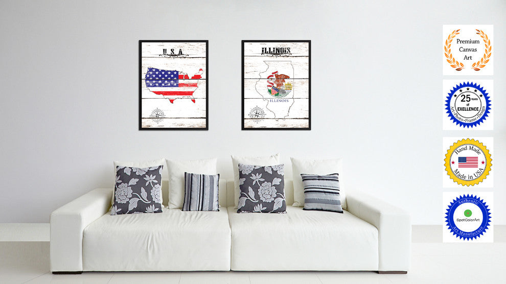 Illinois State Flag Canvas, 13"x17"