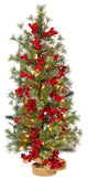 T3254 3 Berry and Pine Christmas Tree With 50 White Lights & Burlap Wrapped Base