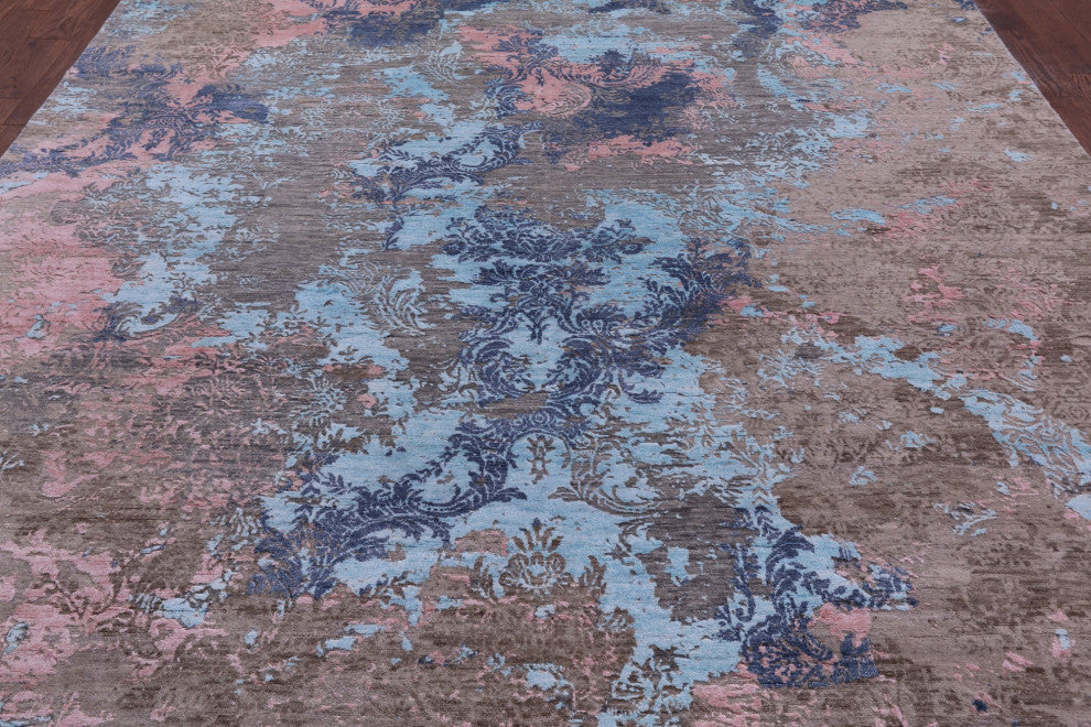 9' 0" X 12' 2" Modern Handmade Wool & Silk Rug - Q15551