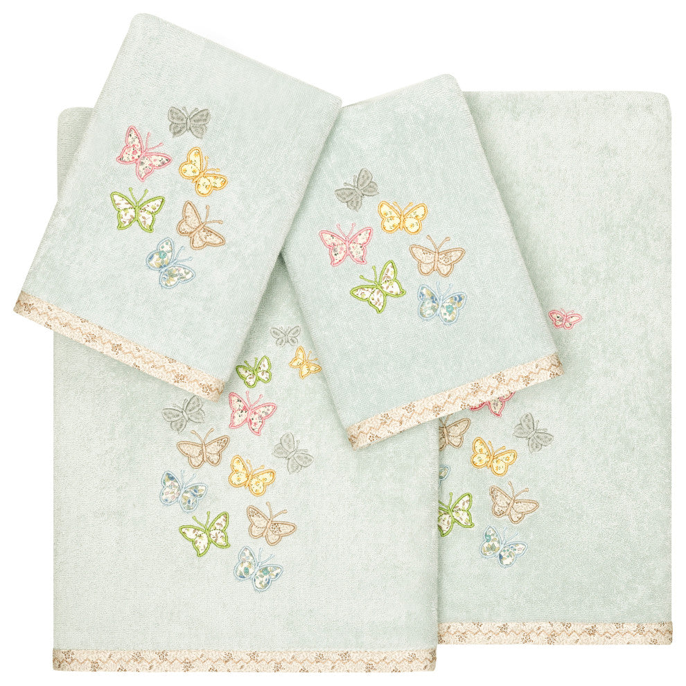 Linum Home Textiles 100% Turkish Cotton MARIPOSA 4PC Embellished Towel Set