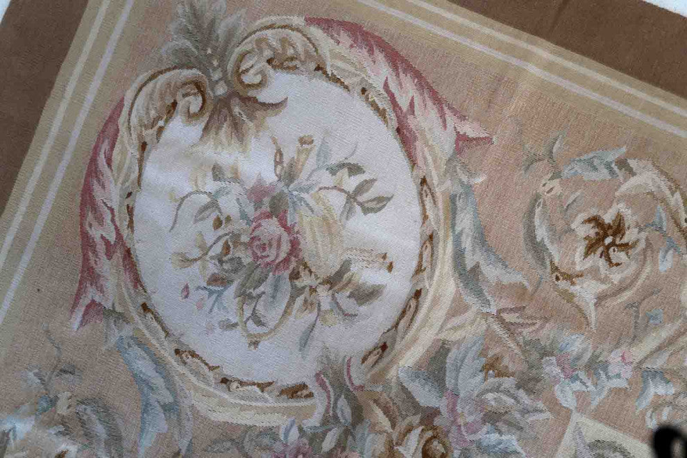 Handmade Vintage French Aubusson Rug 8.7'x12', 266cmx367cm, 1970s