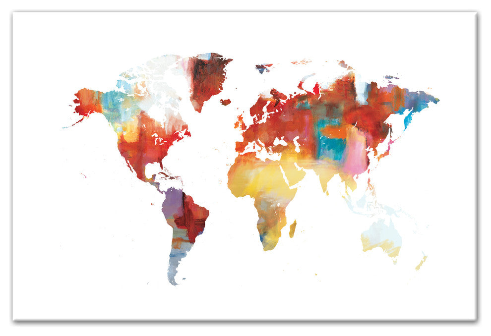 Colorful World Map 24x36 Canvas Wall Art