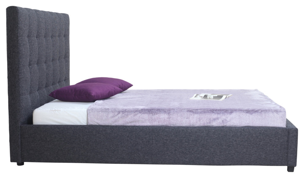First of A Kind Belle Storage Bed King Charcoal Fabric