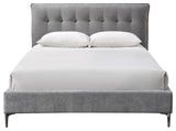 Safavieh Couture Rexsie Tufted Headboard Bed, Dark Grey/Black, Queen