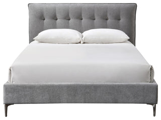 Safavieh Couture Rexsie Tufted Headboard Bed, Dark Grey/Black, Queen