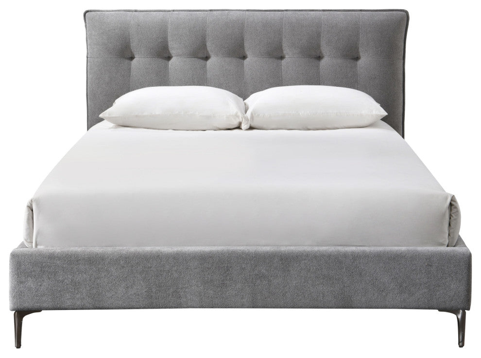 Safavieh Couture Rexsie Tufted Headboard Bed, Dark Grey/Black, Queen