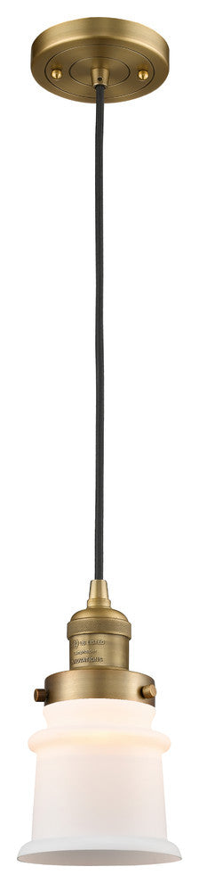 Small Canton 1-Light Mini Pendant, Brushed Brass, Matte White