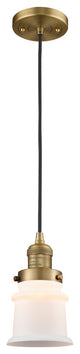 Small Canton 1-Light Mini Pendant, Brushed Brass, Matte White