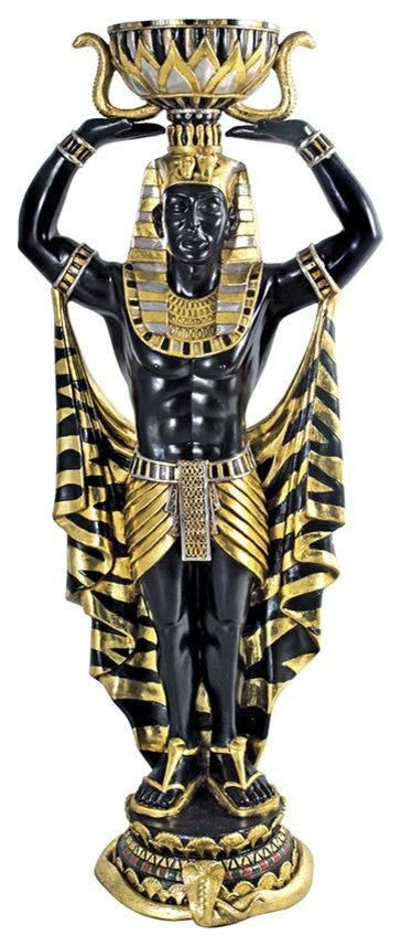 Cleopatra'S Egyptian Nubian Guard with Urn: Large-Scale Statue