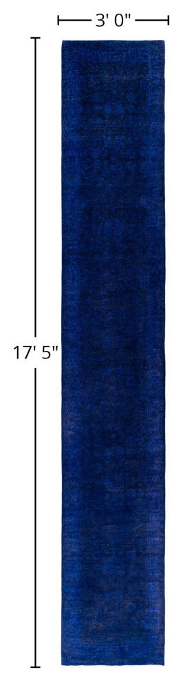 Overdyed One-of-a-Kind Hand-Knotted Area Rug Purple, 3' 0" x 17' 5"
