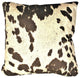 Cowhide Brown Animal Fur Decorative Throw Pillow, 21"x21"