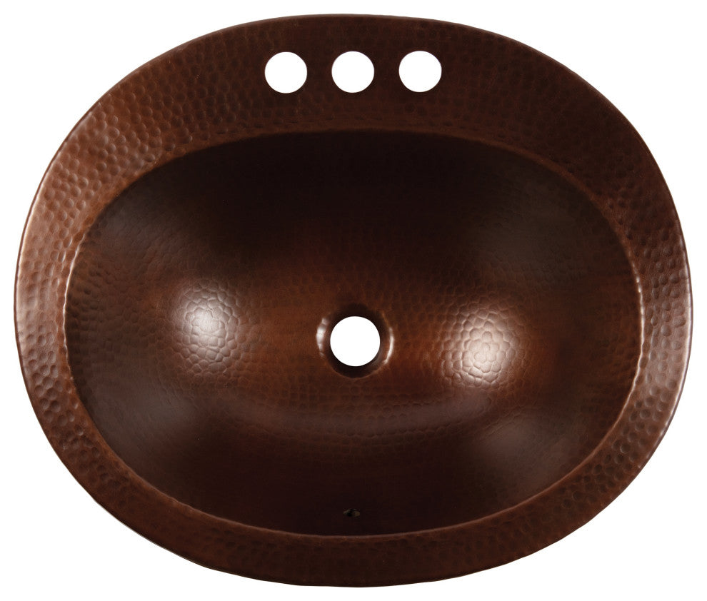 Seville Aged Copper 20" Oval Drop-In Bath Sink with Ashfield Faucet Kit