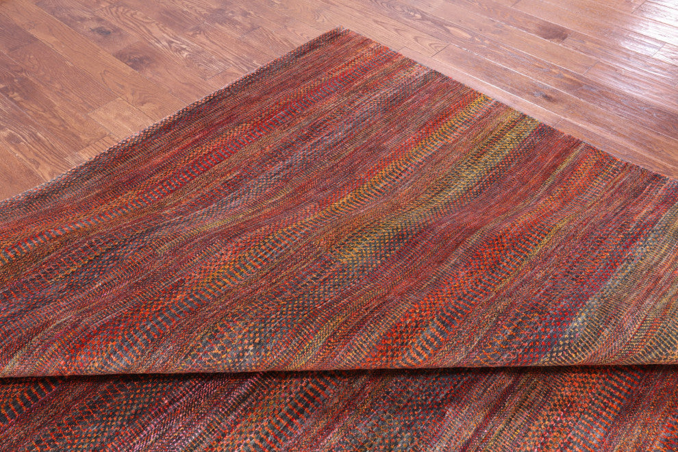 10' 0" X 14' 3" Super Savannah Gabbeh Hand Knotted Wool & Silk Rug - Q13069