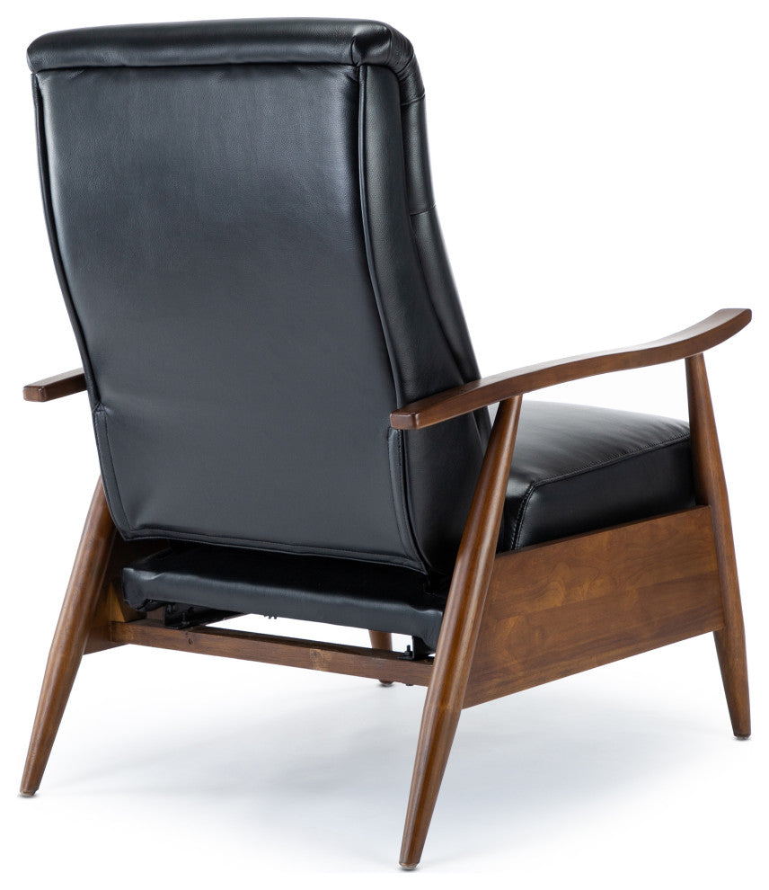 Solaris Wood Arm Push Back Recliner, Black