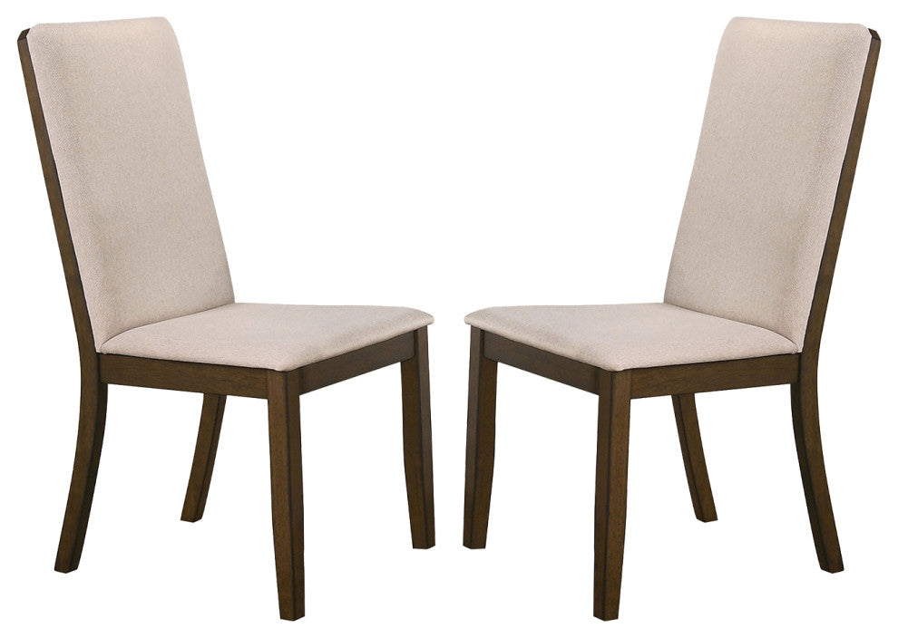 Set of 2 Dining Side Chairs, Walnut and Latte