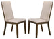 Set of 2 Dining Side Chairs, Walnut and Latte
