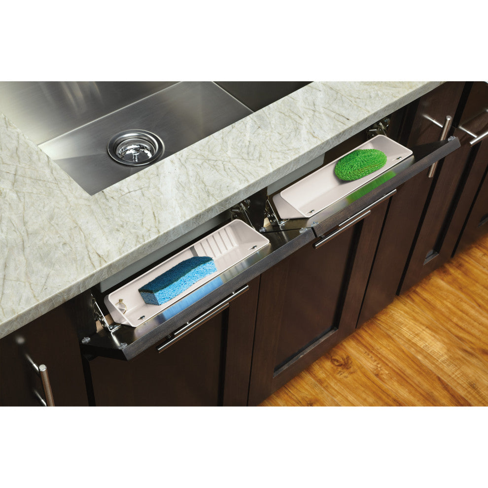 Polymer Tip-Out Trays for Sink Base Cabinets, White, 14"W