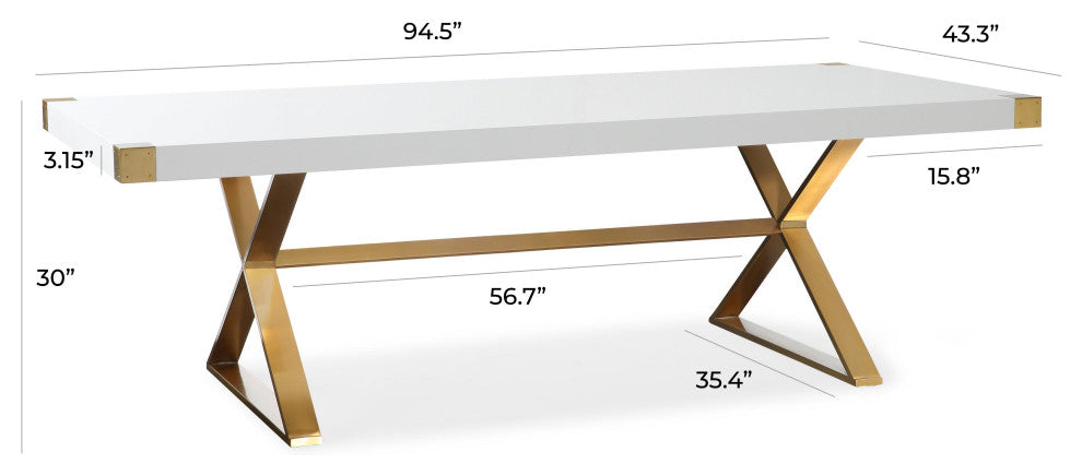 TOV Furniture Adeline White Lacquer Dining Table